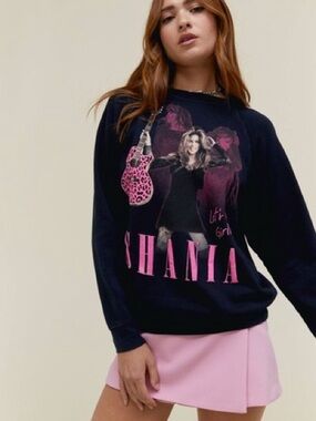 Sz XS Daydreamer Shania Twain crew neck sweatshirt black pink let’s go girls